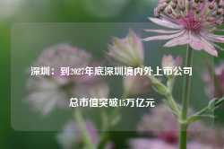 深圳：到2027年底深圳境内外上市公司总市值突破15万亿元