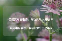 英国汽车业警告：电动汽车22%市占率目标难以实现，将因此付出75亿美元