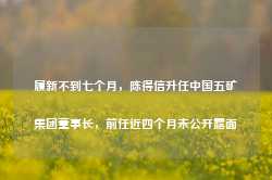 履新不到七个月，陈得信升任中国五矿集团董事长，前任近四个月未公开露面