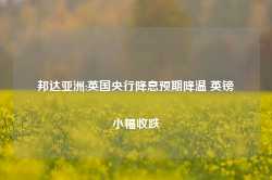 邦达亚洲:英国央行降息预期降温 英镑小幅收跌